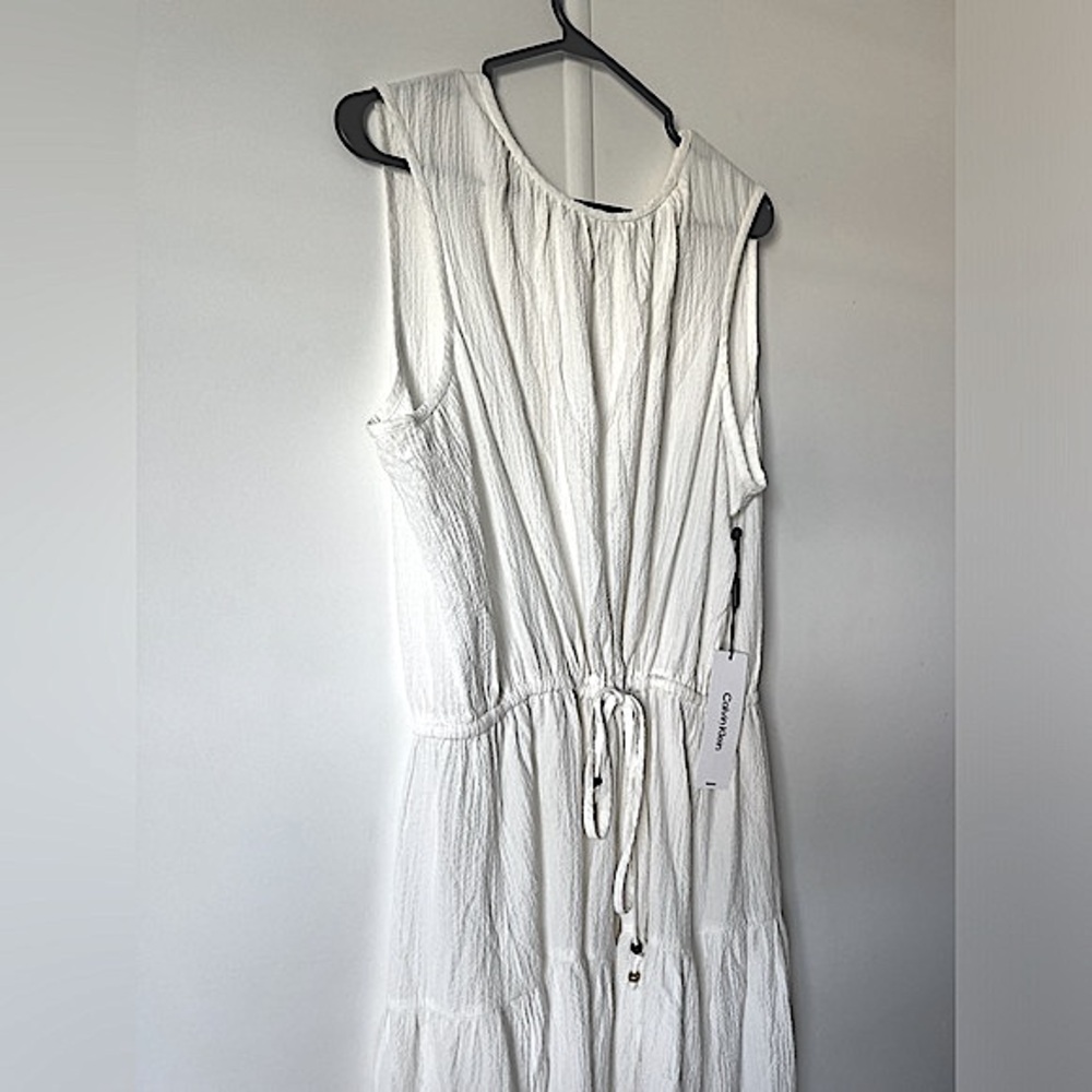 Calvin Klein Cream Sundress Sleeveless Midi